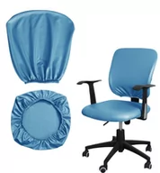Pokrowce na meble - Pokrowiec Na Fotel Krzesło Obrotowe Biurowe Skóra Syntetyczna Niebieski 2 Części - miniaturka - grafika 1