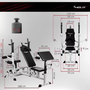 BIAŁA ŁAWECZKA WIELOFUNKCYJNA DO ĆWICZEŃ SIŁOWNIA - Ławki treningowe - miniaturka - grafika 4