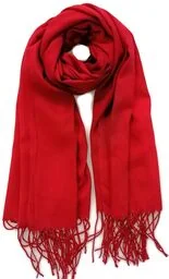 Szalik szal gładki z frędzlami ST-8-2 czerwony - Apaszki i szaliki damskie - miniaturka - grafika 1