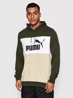 Bluzy męskie - Puma Bluza Colorblock 848772 Zielony Regular Fit - grafika 1