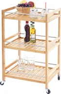 Wózki kuchenne - Wózek do serwowania HWC-D91, boczny wózek kuchenny wózek barowy wózek na przybory kuchenne, bambus 76x46x38cm - miniaturka - grafika 1