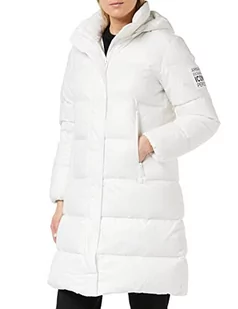 Armani Exchange Damski długi płaszcz z logo na dole, biały, rozmiar S - Płaszcze damskie - miniaturka - grafika 1
