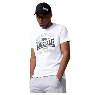 Koszulki męskie - Lonsdale Męski T-Shirt Regular Fit KILCHOAN White/Black/Grey 3XL, wielokolorowa, 3XL 117347 - grafika 1