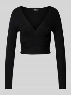 Bluzka z długim rękawem o kroju slim fit z prążkowanej dzianiny model ‘HONOR’ - Bluzki damskie - miniaturka - grafika 1