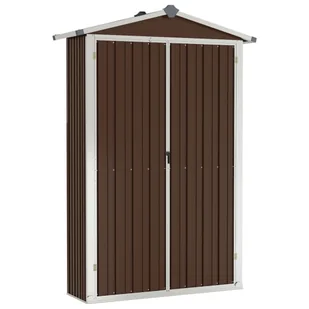 Szopa ogrodowa, brązowa, 116x45x175 cm, stal galwanizowana - Altany ogrodowe - miniaturka - grafika 1