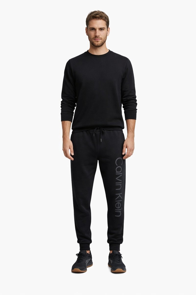 CALVIN KLEIN CZARNE DRESOWE SPODNIE Z MANKIETAMI I LAMPASAMI S 2I3B