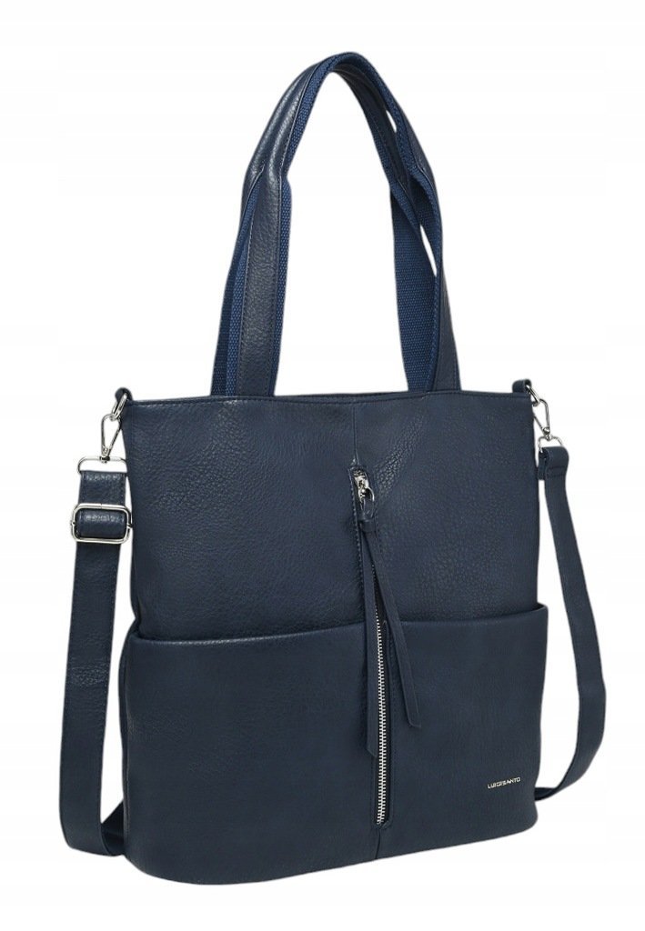Stylowa Torebka Damska Shopper Granatowa Format A4 LUIGISANTO V0427-4 Blue