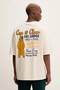 New Era t-shirt bawełniany męski kolor beżowy z nadrukiem 60684387 - Koszulki męskie - miniaturka - grafika 1