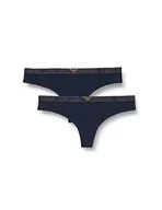 Majtki damskie - Emporio Armani Stringi damskie, 2 sztuki, Marine Printed/Solid, XL - miniaturka - grafika 1
