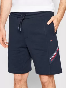 Tommy Hilfiger Szorty sportowe Tape MW0MW22708 Granatowy Relaxed Fit - Spodnie sportowe męskie - miniaturka - grafika 1
