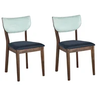 Krzesła - Zestaw 2 krzeseł do jadalni drewniany ciemny z niebieskim MOKA - miniaturka - grafika 1