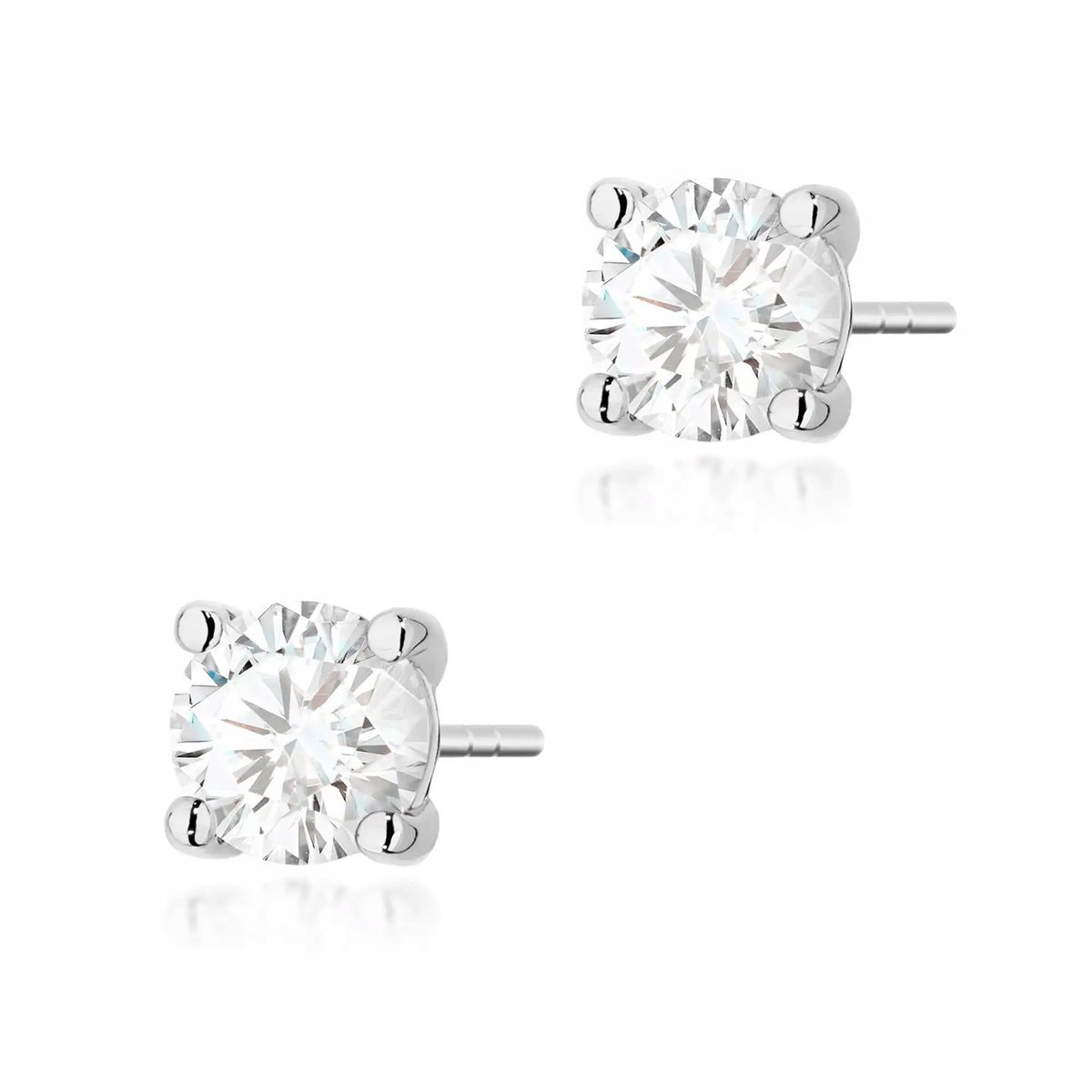 Kolczyki 2.7g z białego złota próby 585 diamenty 1.00ct białe brylanty 6mm