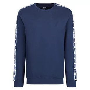 DKNY Męski top z długim rękawem z taśmą markowe ramię-100% bawełniany sweter sweter, granatowy, duży, granatowy, L - Koszulki męskie - miniaturka - grafika 1