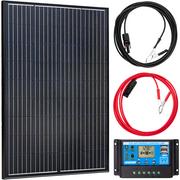 Zestawy solarne - Zestaw solarny fotowoltaiczny 100W 12V BLACK (Panel solarny 100W, Regulator napięcia 10A) VOLT POLSKA - miniaturka - grafika 1