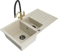 Zlewozmywaki z baterią - Mexen Matias zlewozmywak granitowy 1,5-komorowy z ociekaczem i baterią kuchenną Duo, beżowy - 6502-69-671701-57-B - miniaturka - grafika 1