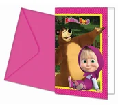 Kartki okolicznościowe i zaproszenia - GoDan Zaproszenia Masza i Niedźwiedź 6 sztuk - miniaturka - grafika 1
