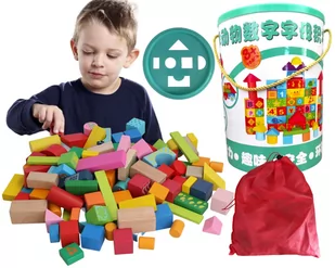 Klocki Drewniane Wiaderko Sorter Dla Dzieci 108 El - Sortery dla dzieci - miniaturka - grafika 1