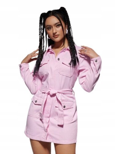SHEIN SUKIENKA JEANSOWA RÓŻOWA CASUAL 36 ŁOJ