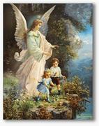 Ikony i obrazy sakralne - Nowoczesny obraz religijny plexi, Anioł Stróż z dziećmi - miniaturka - grafika 1