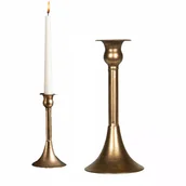 Świeczniki - ŚWIECZNIK ZŁOTY 21cm metalowy kandelabr ozdoba do salonu prezent matowy - miniaturka - grafika 1