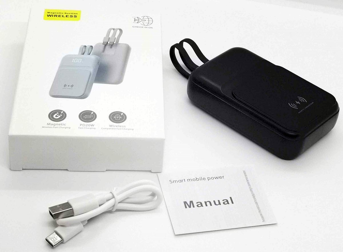 POWERBANK Mini 10000 Sybkie Ładowanie Bezprzewodwe Cyfrowy wskaźnika BLACK