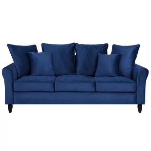 Beliani Sofa trzyosobowa welur ciemnoniebieska BORNHOLM - Sofy i kanapy - miniaturka - grafika 1