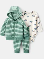 Body dla niemowląt - carter's 3-częściowy zestaw w kolorze zielono-kremowym - miniaturka - grafika 1