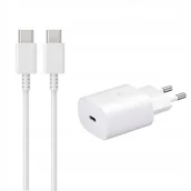 Ładowarki do telefonów - Certyfikowana SZYBKA Ładowarka sieciowa Denmen TYP-C + kabel 3A 25W BIAŁY - miniaturka - grafika 1
