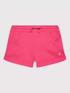 Spodnie i spodenki dla dziewczynek - Benetton United Colors Of Szorty sportowe 3J68I0973 Różowy Regular Fit - grafika 1