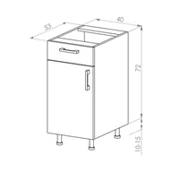 Meble kuchenne - Bari Plus Szafka Dolna Lewa D1S-40_Blum Dąb Kamienny - miniaturka - grafika 1