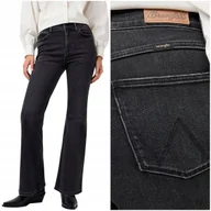 Spodnie damskie - Wrangler FIERCE FLARE high czarne damskie spodnie jeansowe dzwony W28 L34 - miniaturka - grafika 1