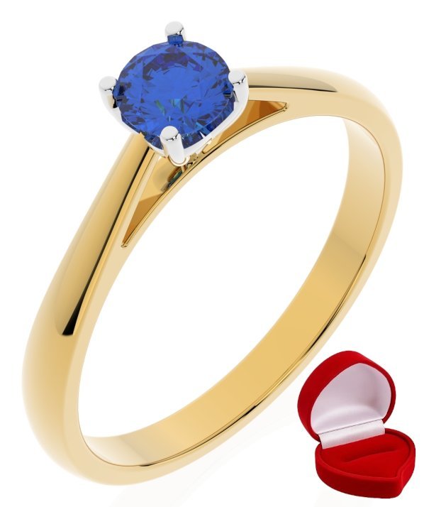 ZŁOTY PIERŚCIONEK ZARĘCZYNOWY 585 14k SZAFIR 0,30 ct + PUDEŁKO R27