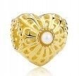 Srebrny pozłacany BEAD 925 zawieszka modułowa złocona 24K z perłą serce