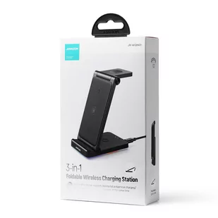 Joyroom 3w1 ładowarka indukcyjna do sprzętu marki Apple - iPhone, Apple Watch, Airpods (do 15W) podstawka stojak czarna (JR-WQN01) - Ładowarki do telefonów - miniaturka - grafika 5