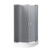 Kabiny prysznicowe - Zestaw Deante Funkia kabina z brodzikiem Standard New 80 cm chrom/szkło grafitowe (KYP452K, KTA054B) - miniaturka - grafika 1