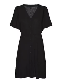Sukienki - Bestseller A/S Damska sukienka Vmalba Ss Short Dress WVN Noos, czarny, XS - grafika 1
