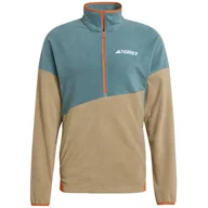 Bluzy sportowe męskie - Męska bluza Adidas Mt Cw Fl Anrk Rozmiar: L / Kolor: beżowy/zielony - miniaturka - grafika 1