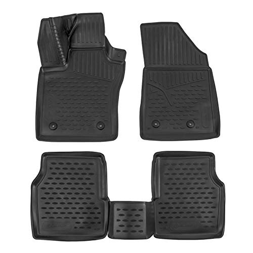 J&J AUTOMOTIVE Dywaniki gumowe z wzorem 3D do Compass od 2018 roku, czarne, antypoślizgowe, bezzapachowe, z tunelem, na każdą pogodę, krawędź 3 cm, 4-częściowy (przód, tył)