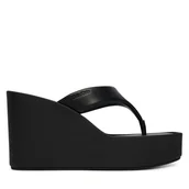 Klapki i japonki damskie - Japonki Calvin Klein Wedge 70 Sndl Thong Lth HW0HW02880 Czarny - miniaturka - grafika 1