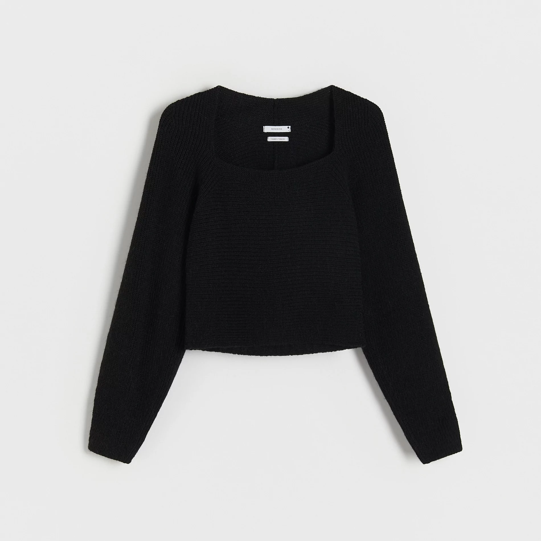 Reserved - Sweter z kwadratowym dekoltem - Czarny