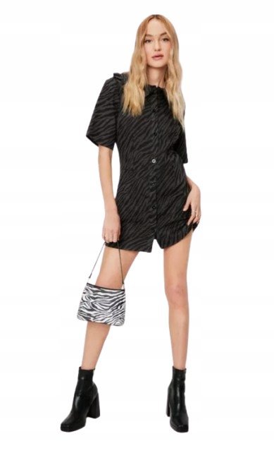 NASTY GAL DAMSKA SUKIENKA JEANSOWA WE WZÓR 40 NMA