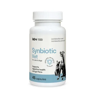 LAB-V Synbiotic Vet – Wsparcie zdrowia układu pokarmowego i mikroflory jelitowej dla psów i kotów 45 kapsułek - Suplementy i witaminy dla psów - miniaturka - grafika 1