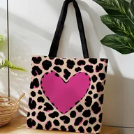 Torebki damskie - TEMU Jedna sztuka torby na zakupy, przenośna torba z paskiem na ramię i opcją trzymania w ręku, z panterką i różowym wzorem . Idealna do podróży, - miniaturka - grafika 1