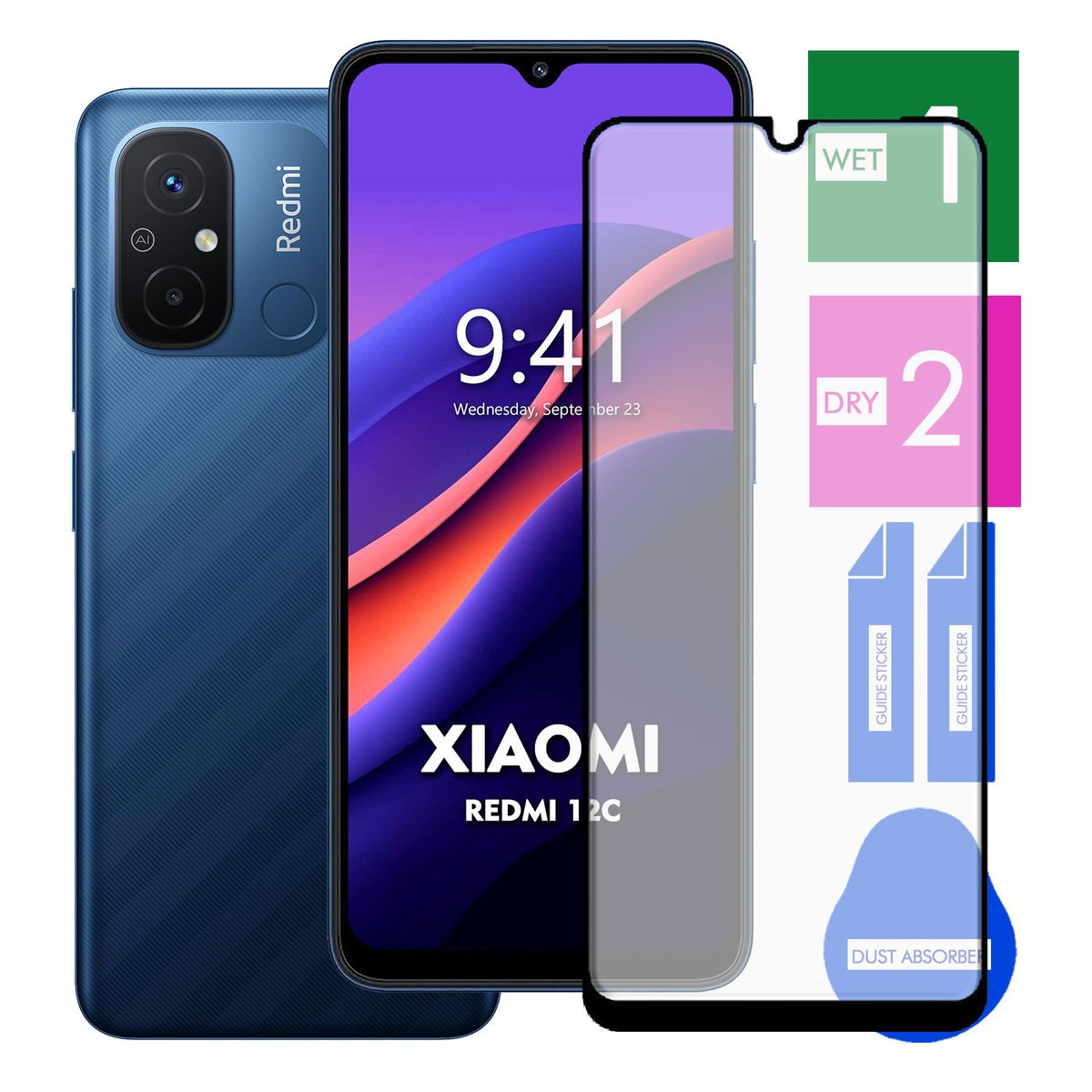 SZKŁO HARTOWANE DO XIAOMI REDMI 12C NA TELEFON PEŁNE CAŁY EKRAN 9H 5D