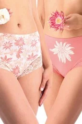 Figi damskie bawełniane (2pack) z wysokim stanem i subtelną koronką LPF 531 Key - Majtki damskie - miniaturka - grafika 1