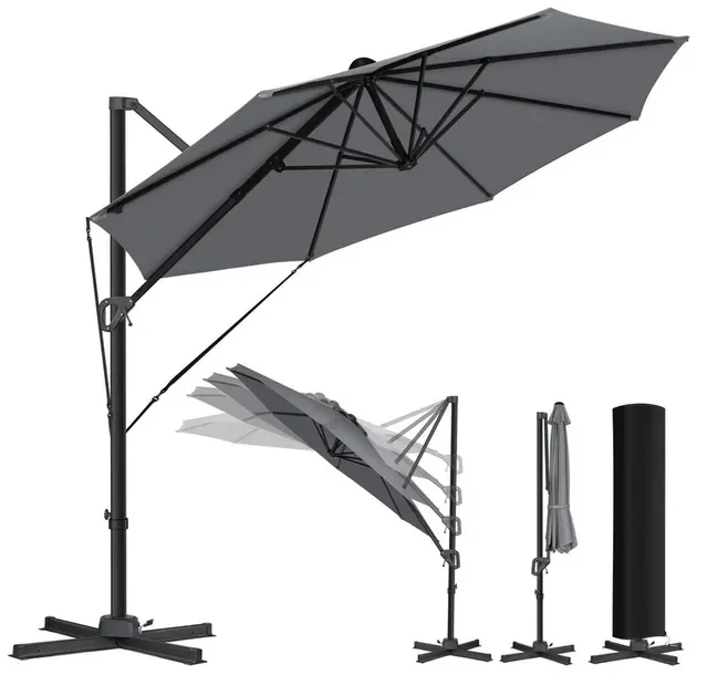 Parasol z wysięgnikiem KESSER szary 330 x 258 cm