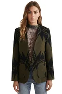 Marynarki i żakiety damskie - Marynarka damska Desigual Ikat narzutka wełniana oliwkowa-XL - miniaturka - grafika 1