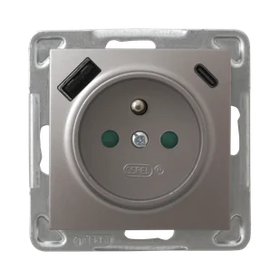 Ospel gniazdo pojedyncze z ładowarką USB A+C IMPRESJA - tytan - Gniazdka elektryczne Ospel gniazdo pojedyncze z ładowarką USB A+C IMPRESJA - tytan - Gniazdka elektryczne - miniaturka - grafika 1