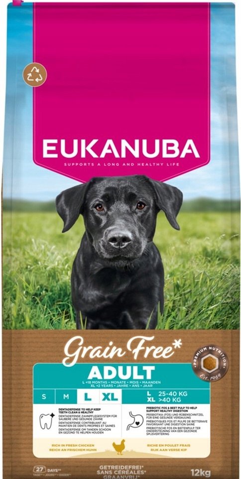  Eukanuba Grain Free Adult Large Breed, kurczak, 12 kg