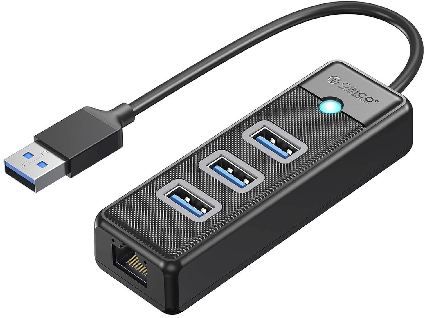 HUB USB Orico PW3UR25-U3 4-portowy 3x USB-A 3.0 1x RJ45 2.5G Ethernet 1,8 m - czarny 6941788856363